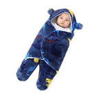Baby Hooded Sleeping Bag with Animal Ears, Fleece Material, Multiple Colors