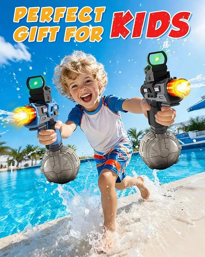 Electric Water Gun Fire Flash Upgraded, 320 Capacity Water Pistol Toy Squirt Gun for Kids Adults, Summer Outdoor Toy Yard Beach Swimming Water Play Toys