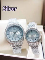 Stainless Steel Diamond Stone Couple Watches