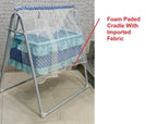 Baby Swing with Mosquito Net Blue White Design